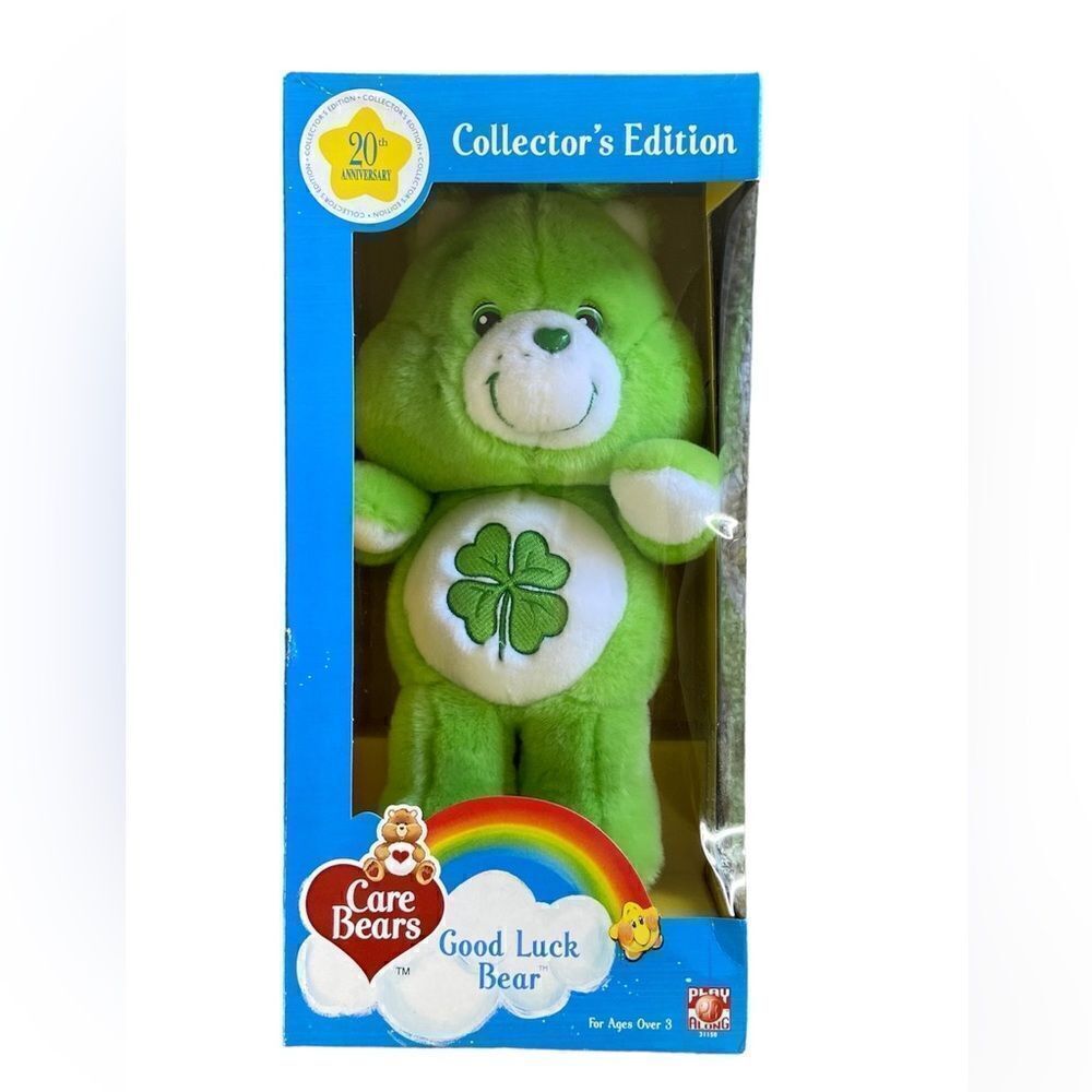 NWT Vtg 2002 Care Bears 12" Good Luck Bear 20th Anniversary Stuffed Animal